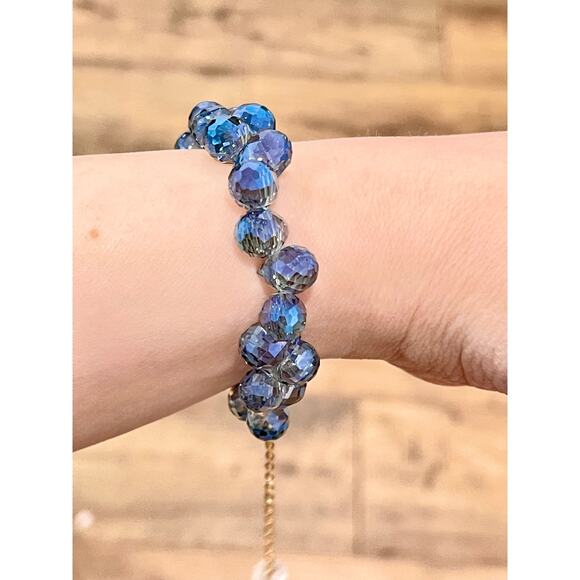 Swarovski Beaded Bracelet- Blue Gold - Picture 6 of 9
